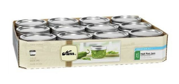 Kerr Canning Jars, Wide Mouth Half-Pint Mason Jars 